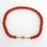 19th Century Red Coral Necklace on 14KG Clasp