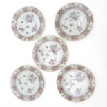 Lot of 5 18th Century China Porcelain Plates