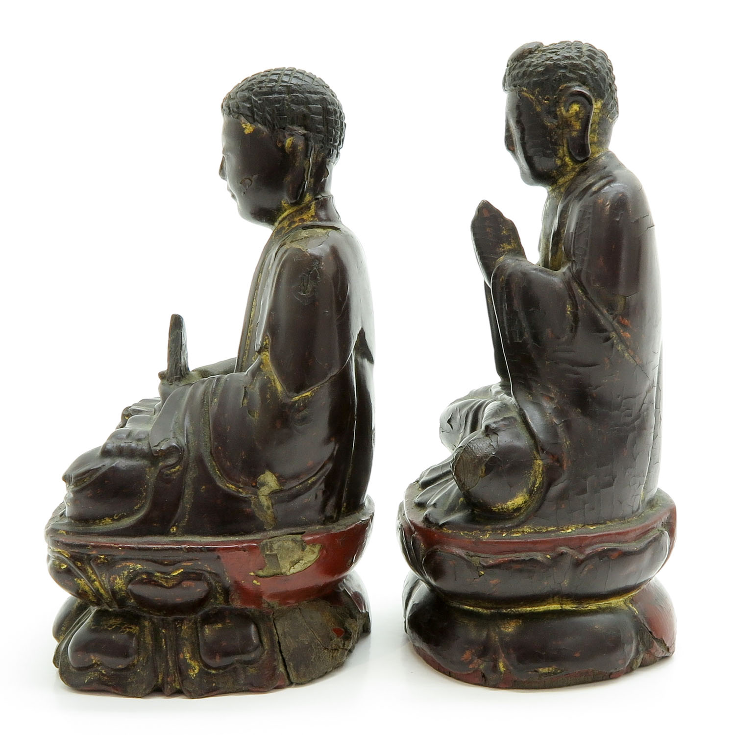 Lot of 2 Carved Wood Chinese Sculptures - Image 2 of 5