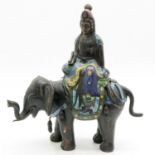 Chinese CloisonnÈ Sculpture of Quan Yin on Elephant