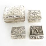 Lot of 4 Silver Pill Boxes
