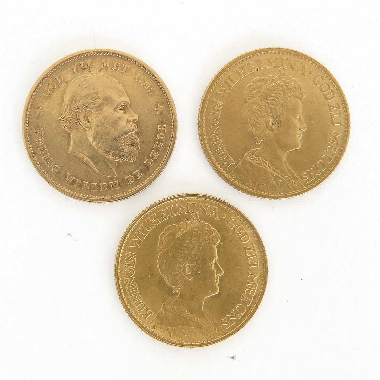 Lot of 3 Gold 10 Guilder Coins - Image 2 of 2