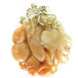 Chinese Carved Jade Pendant on 14KG Mounting