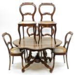 19th Century Mahogany Table with 6 Biedermeier Chairs