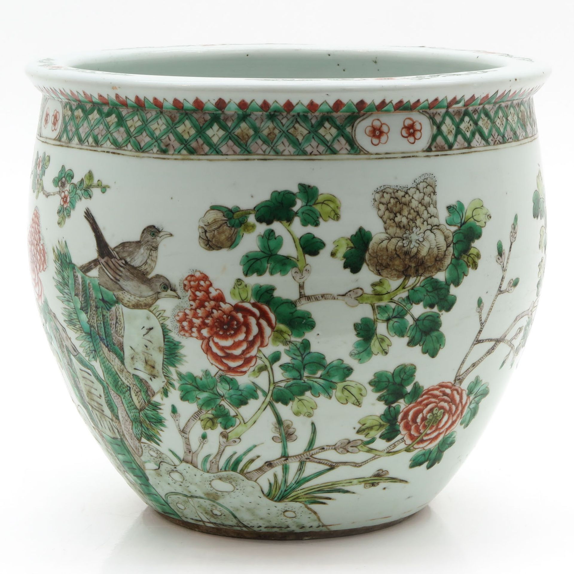 19th Century China Porcelain Famille Verte Fish Bowl
