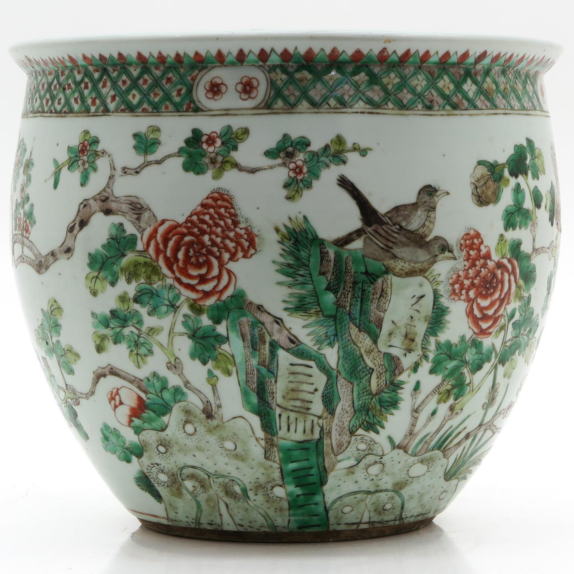 19th Century China Porcelain Famille Verte Fish Bowl - Image 4 of 6