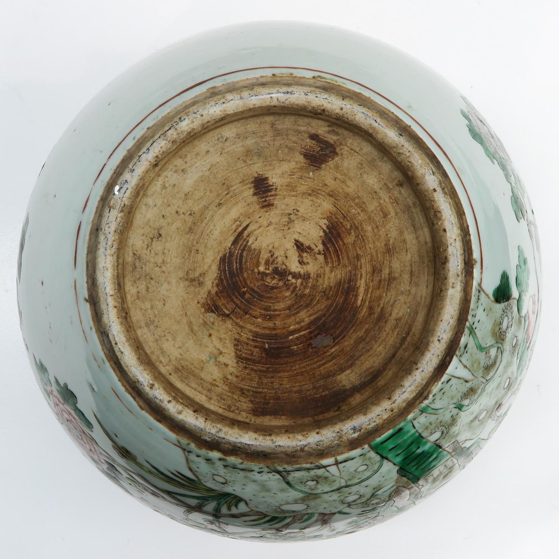 19th Century China Porcelain Famille Verte Fish Bowl - Image 6 of 6
