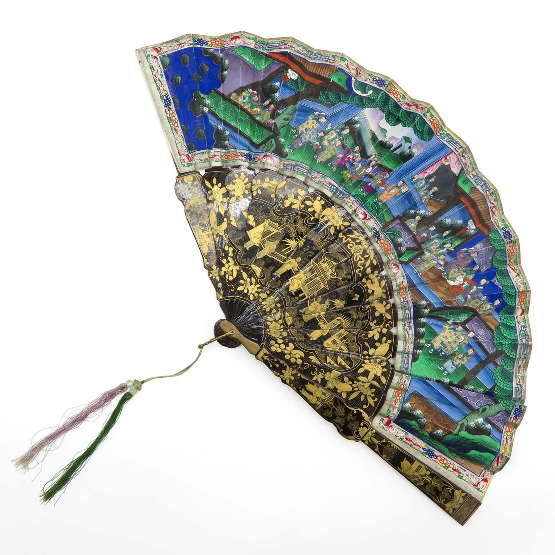 Chinese Lacquer Fan - Image 2 of 2