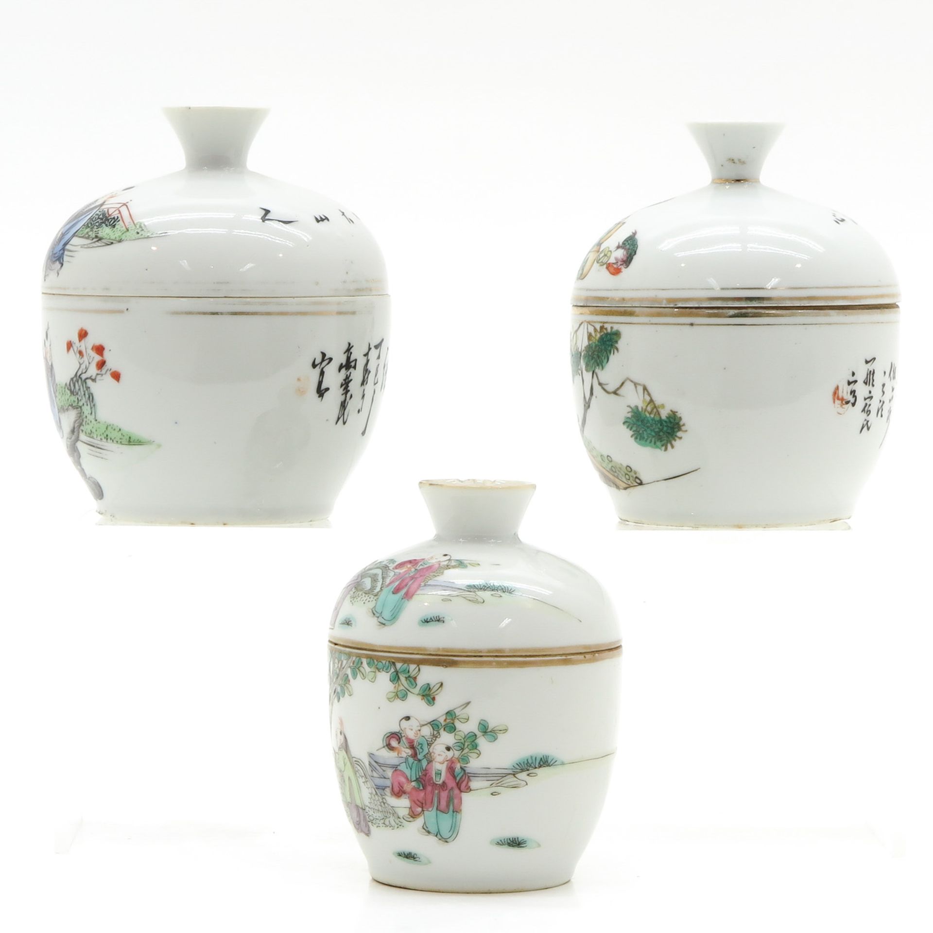 Lot of 3 China Porcelain Lidded Bowls - Bild 2 aus 6