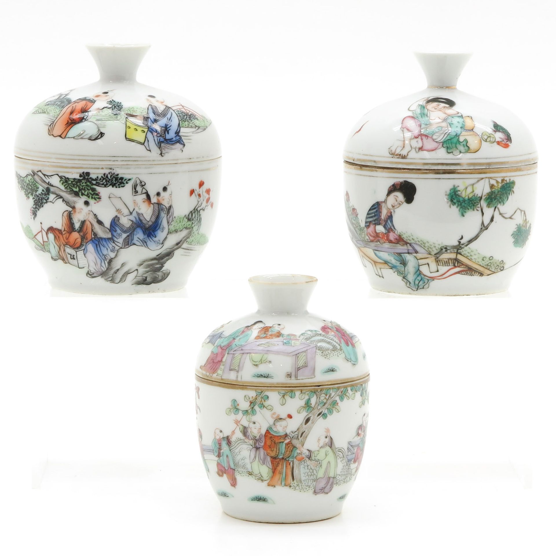 Lot of 3 China Porcelain Lidded Bowls