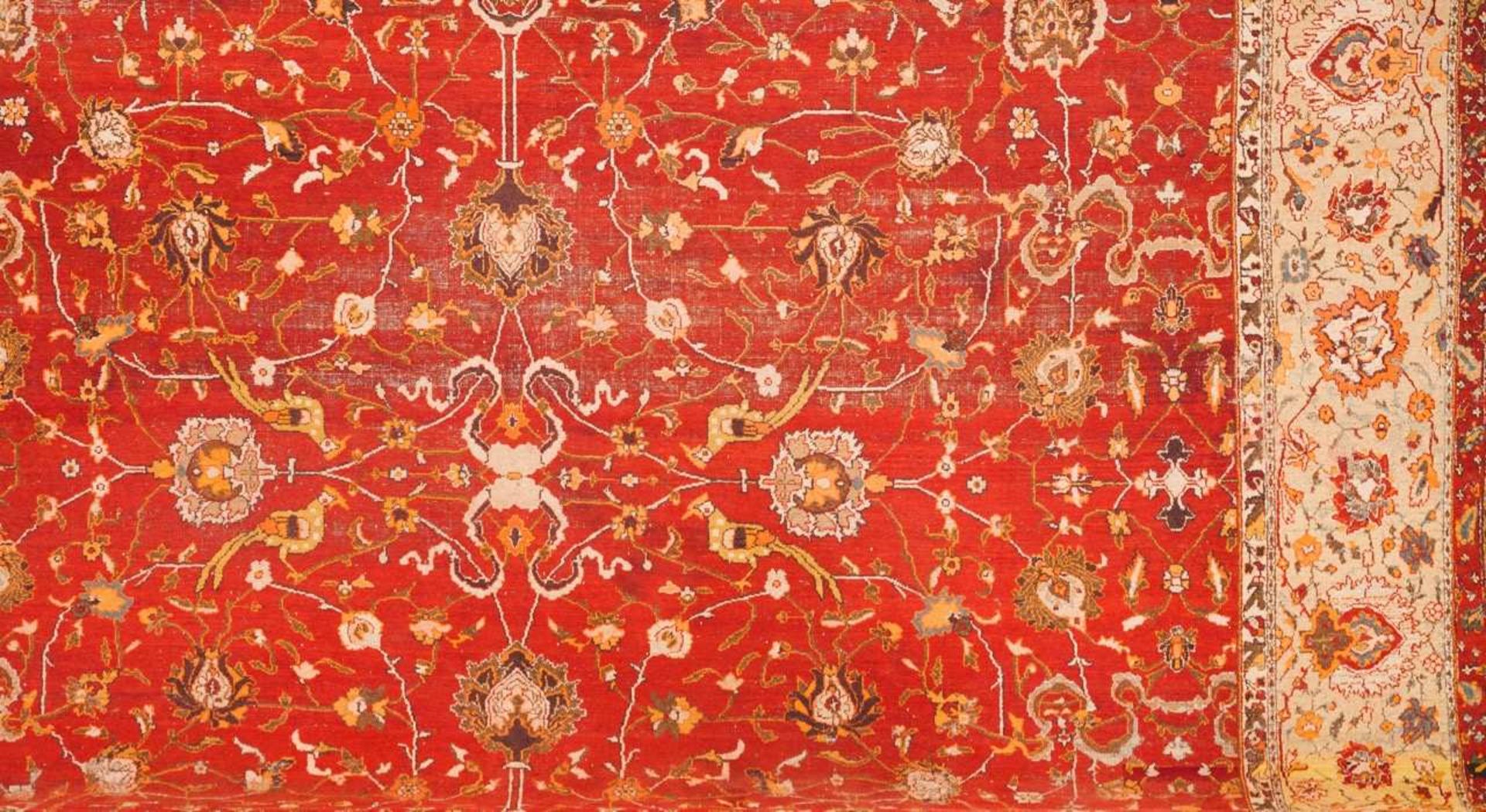 Persian carpet Cotton and wool Floral design in red, beige, brown and blue Paquistan 560x507 cm