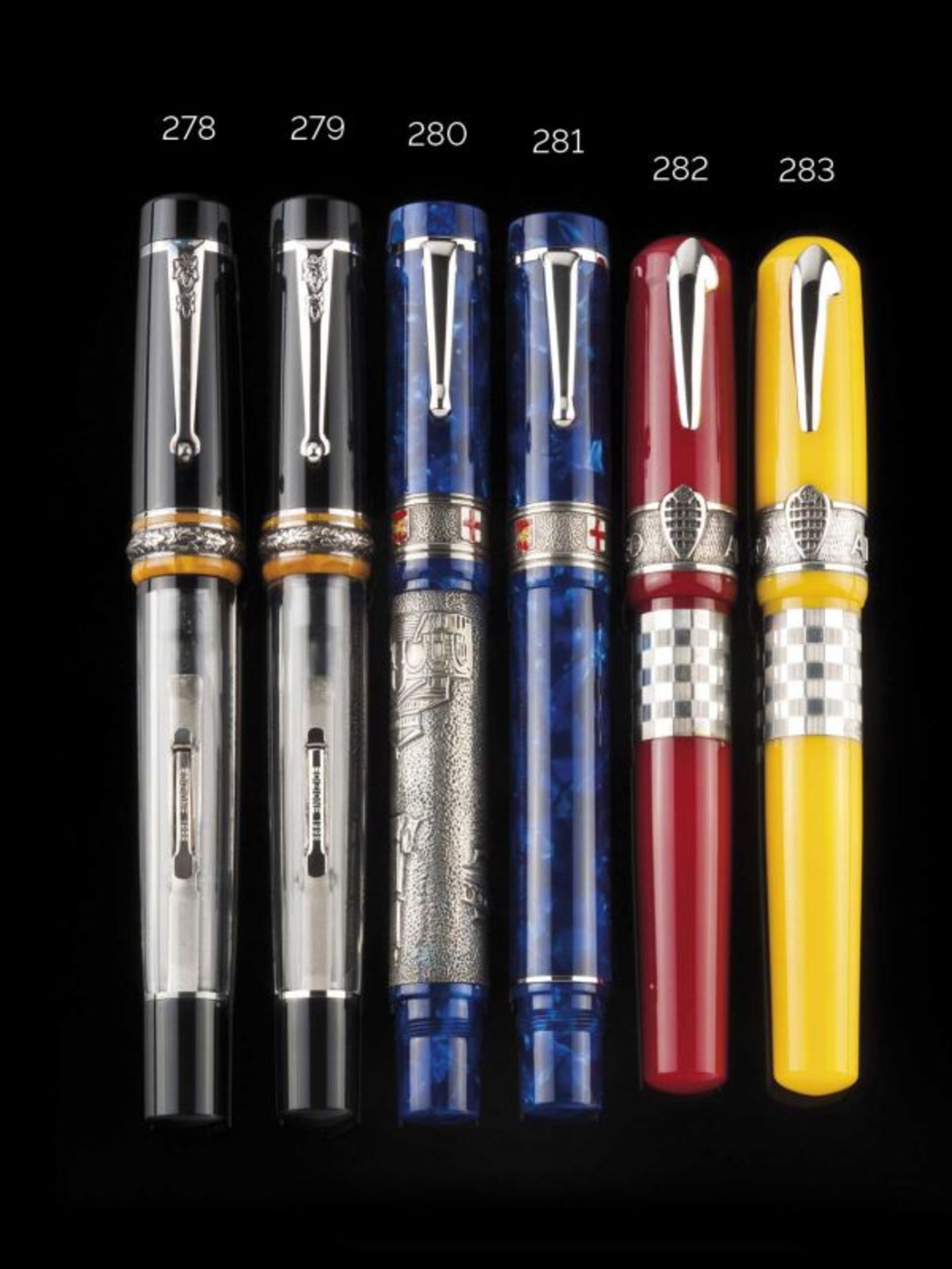Delta Colosseum Demonstrator Transparent, black and amber resin, 925 silver frieze 1998, limited