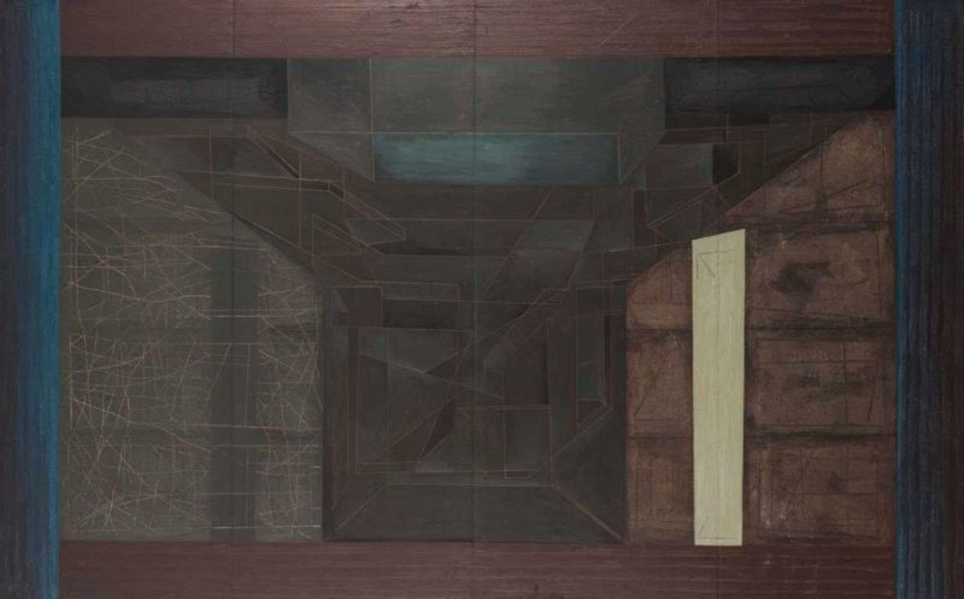 Pedro Calapez (n. 1953) Untitled Mixed media, acrylic paint and sand with graphite on platex