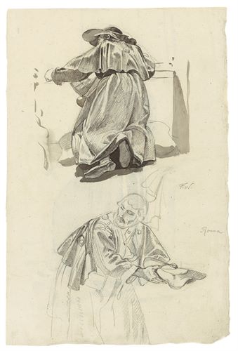 Friedrich Nerly (Erfurt 1807 – 1878 Venedig) Zwei Figurenstudien eines Pilgers. Vor 1835