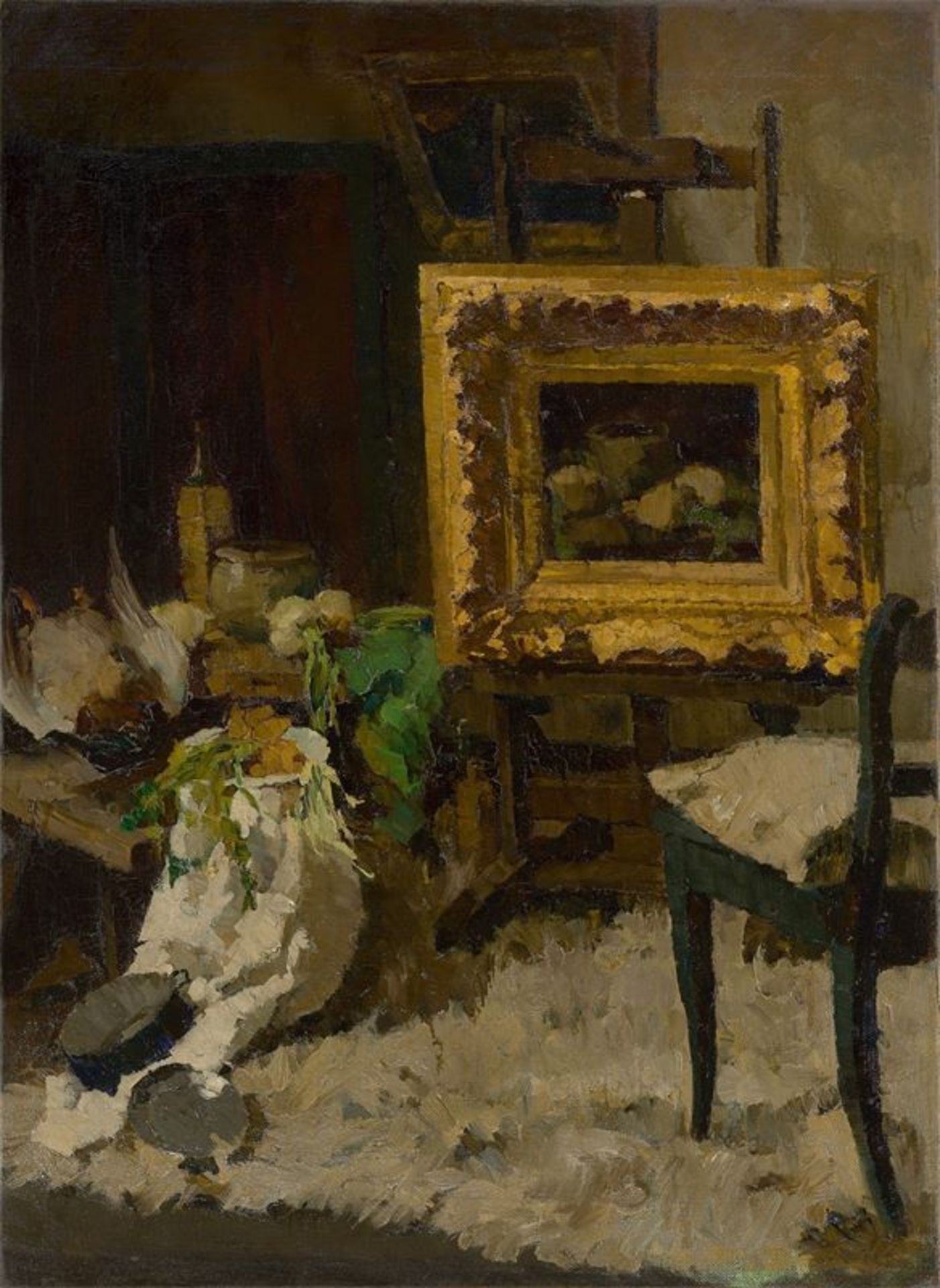 Theodor Alt (Döhlau 1846 – 1937 Ansbach)Im Atelier. Um 1876Öl auf Leinwand. Doubliert. 68,5 × 49,8