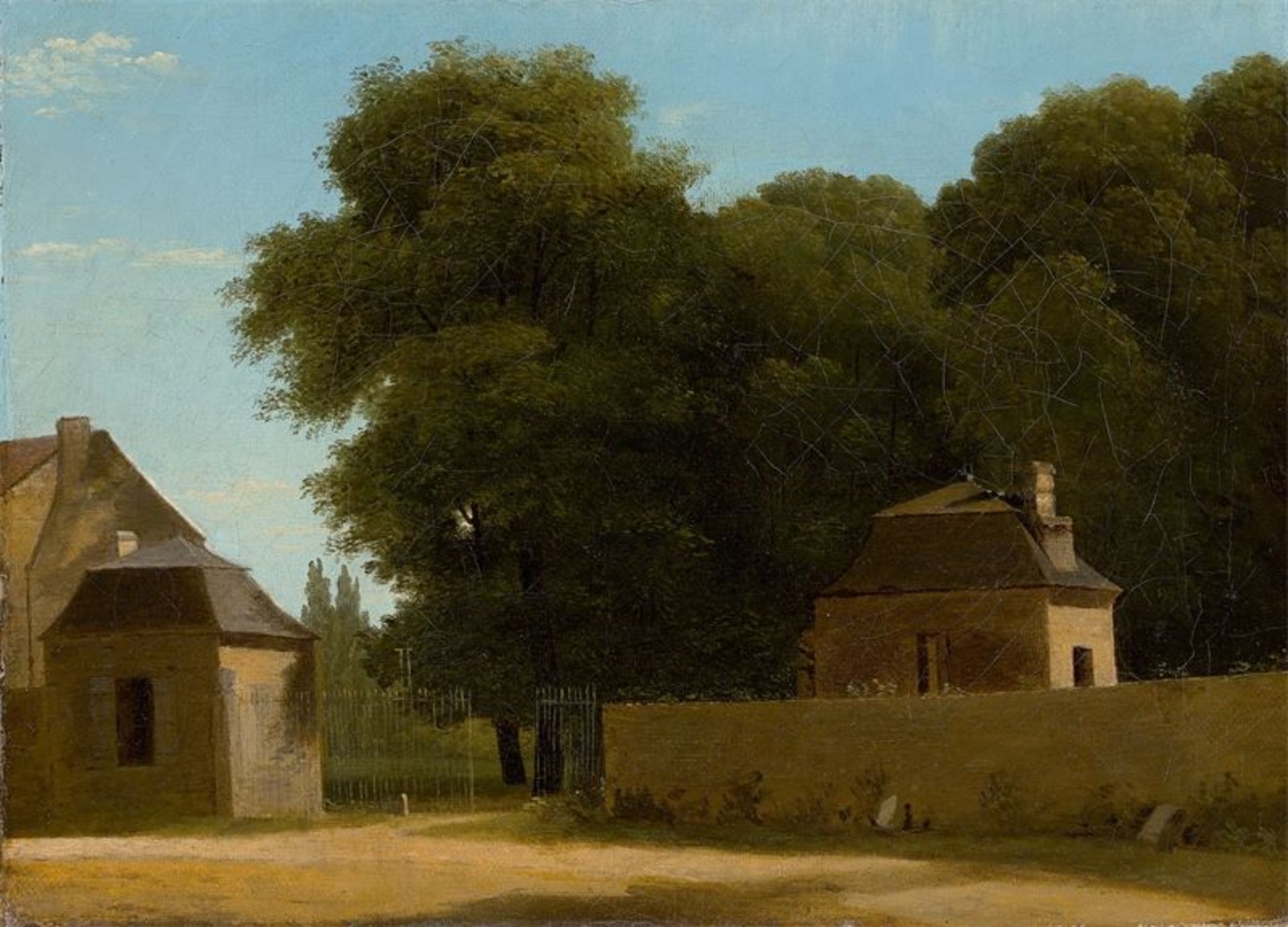 Jean Victor Bertin (1767 – Paris – 1842) Eingang des Parks von Saint-Cloud. Öl auf Leinwand.