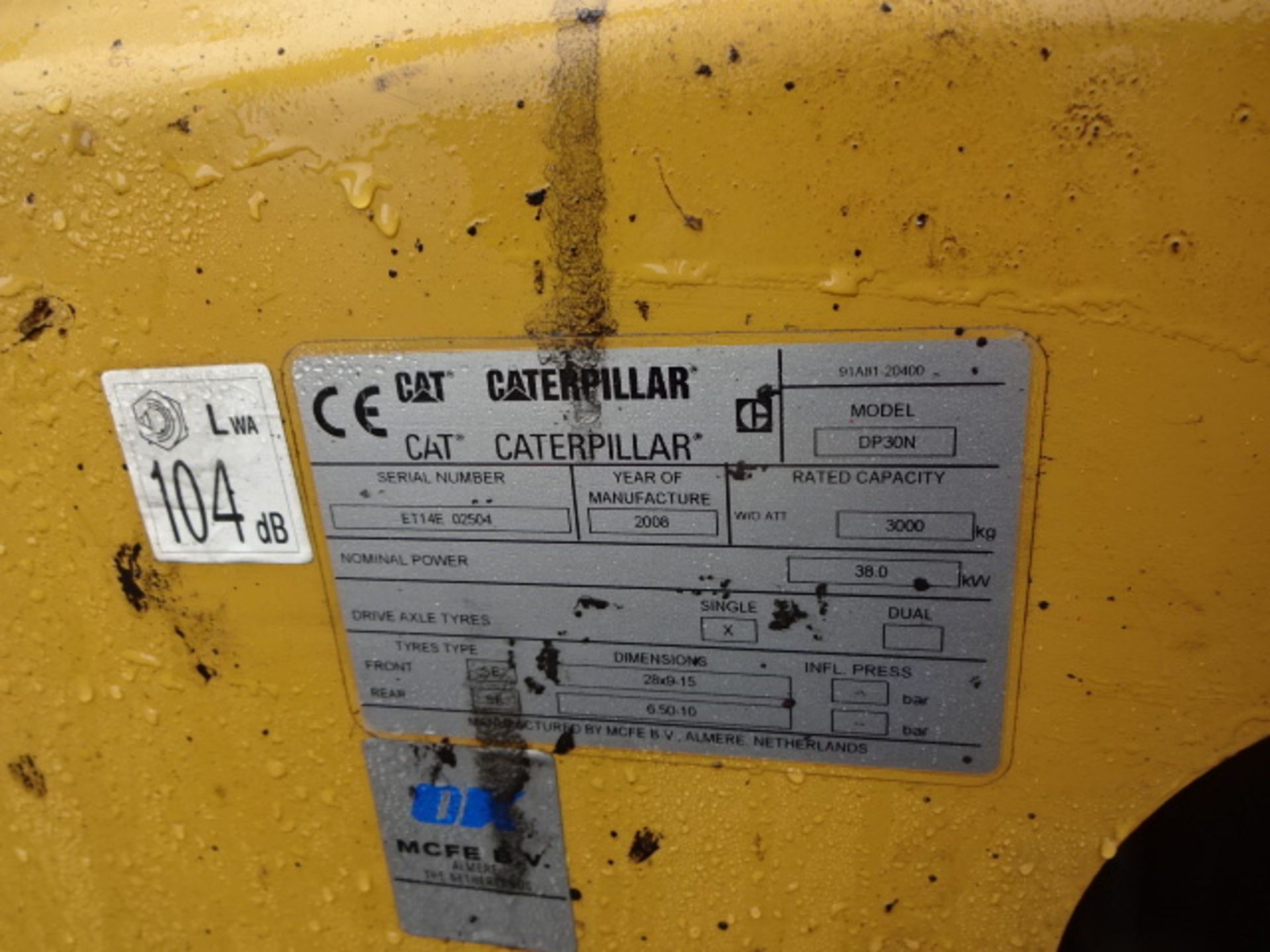 2008 CATERPILLAR DP30N 3t diesel driven forklift truck S/n: ET14E02504 with duplex mast & BOLZONI - Image 4 of 12