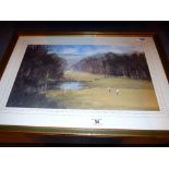 Framed and glazed print of golfing scene by Roy Perry