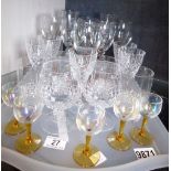 Tray of good cut glass drinking glasses