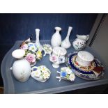 Collection of ceramic flower baskets and a Goebel bird