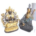 TIBETAN COPPER BUDDHA. Tibetan copper buddha on lotus plinth H: 19.