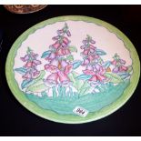 CHARLOTTE RHEAD CHARGER. Large Charlotte Rhead glazed floral design charger D: 44 cm CONDITION