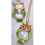 OWL MAGNIFIERS. Two owl magnifying glass