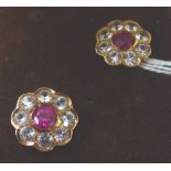 RUBY EARRINGS. 14k gold spinel and synth