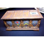 WOODEN CHEST. Musical wooden chest, L: 2