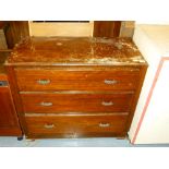 CHEST OF DRAWERS. Oak chest of three dra