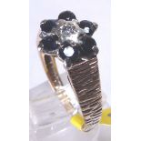 SAPPHIRE & DIAMOND RING. 9 ct gold vinta