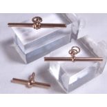 ROSE GOLD T BARS. Three 9 ct rose gold T bars 7.