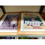 Two framed and glazed advertising prints including Frys and Cadburys