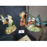 J J Jones Crown Staffs ceramic birds in matt