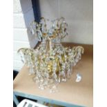 Brass and cut glass chandelier