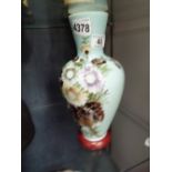 Opaque glass vase hand painted with floral decoration,
