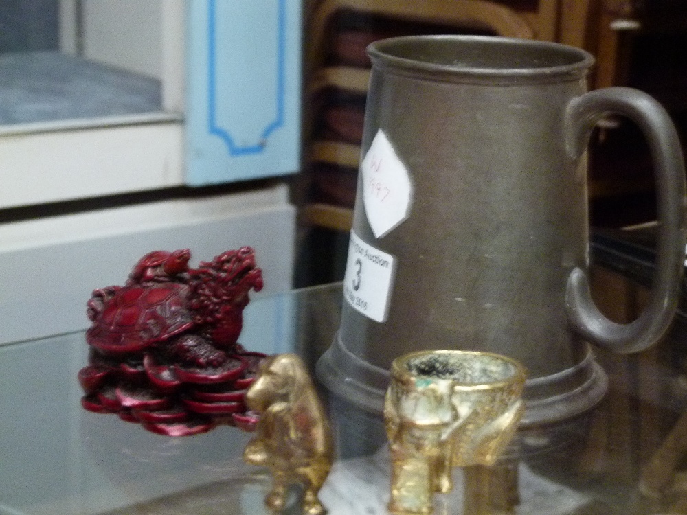 Quantity of collectable figures and a pewter jug,