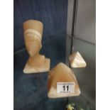 Three Egyptian related marble/onyx collectable figures