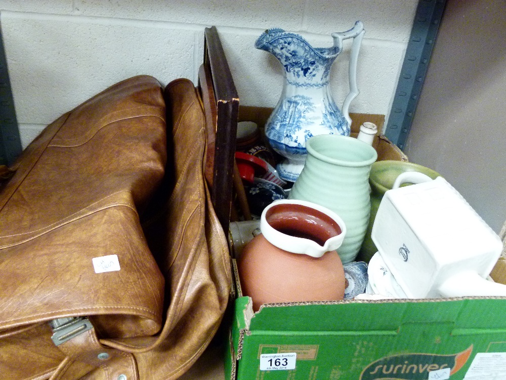 Shelf of mixed items including ceramics