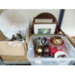 Three boxes of mixed items mainly brass and silver plate