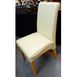 8 CREAM LEATHER DINING CHAIRS.