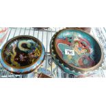 CLOISONNE DRAGON BOWLS.