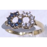 INFINITY RING. 9 ct gold sapphire and CZ