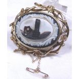 CAMEO MOURNING BROOCH. 14 ct gold cameo