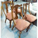 OAK DINING CHAIRS. Set of four antique o