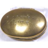 MINERS SNUFF BOX. Brass miners snuff box