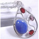 SILVER PENDANT AND CHAIN. 925 silver red