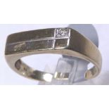 GENTS DIAMOND SIGNET RING. 9 ct gold obl