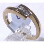 PRINCESS DIAMOND RING. 9 ct gold three s