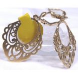 FILIGREE DROP EARRINGS. 9 ct gold fancy